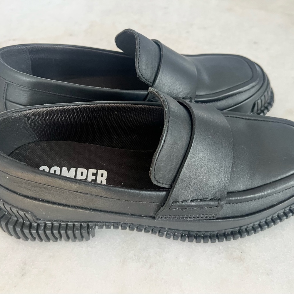 Camper Women’s Leather PIX Black Slip-On Loafers - Picture 3 of 3